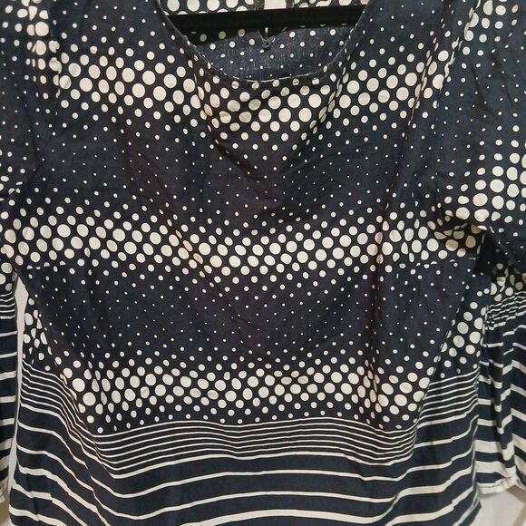 tommy hilfiger Womans Blue and Whitedots And Stripe Retro Shirt Size M - Picture 2 of 7
